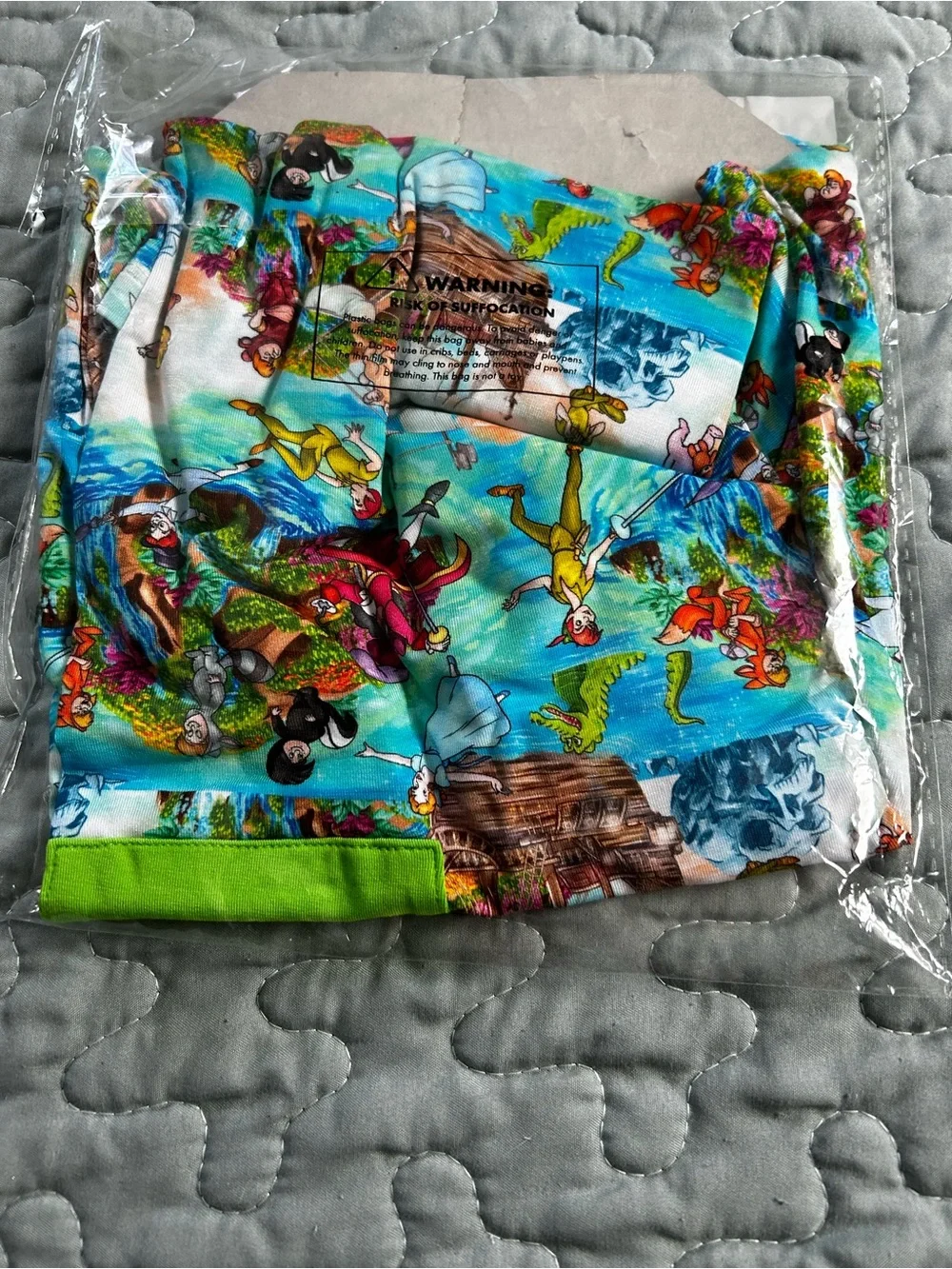 Kids Short Sleeve Tee - Peter Pan Green Multi Print